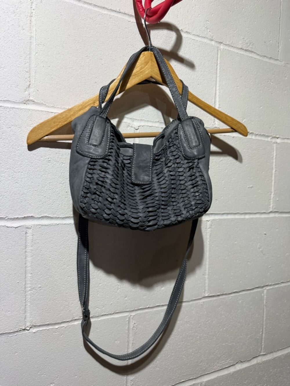 Sundance Gray Woven-Front Shoulder Bag